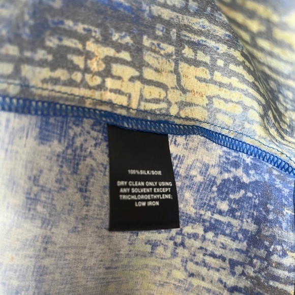 Lafayette‎ 148 Astract print Silk short sleeve Cocktail Blue Top Blouse T-shirt - Picture 8 of 11